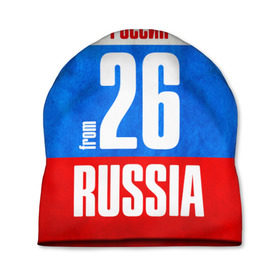 Шапка 3D с принтом Russia (from 26) в Ухте, 100% полиэстер | универсальный размер, печать по всей поверхности изделия | Тематика изображения на принте: 26 | im from | russia | регионы | родина | россия | ставрополь | ставропольский край | триколор | флаг россии