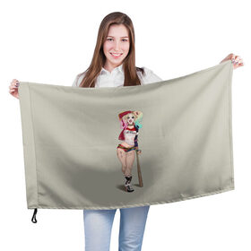 Флаг 3D с принтом Харли Квинн в Ухте, 100% полиэстер | плотность ткани — 95 г/м2, размер — 67 х 109 см. Принт наносится с одной стороны | арлекин | бита | девушка | комикс | харли квинн