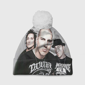 Шапка 3D c помпоном с принтом Avenged Sevenfold в Ухте, 100% полиэстер | универсальный размер, печать по всей поверхности изделия | 