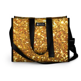 Сумка-шоппер 3D с принтом Золотое мерцание в Ухте, 100% полиэстер | застегивается на металлическую кнопку; внутренний карман застегивается на молнию. Стенки укреплены специальным мягким материалом, чтобы защитить содержимое от несильных ударов
 | зеркала | золотая россыпь | золото | золотое | мерцание | свет | яркий
