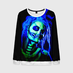 Мужской свитшот 3D с принтом Боди-арт в Ухте, 100% полиэстер с мягким внутренним слоем | круглый вырез горловины, мягкая резинка на манжетах и поясе, свободная посадка по фигуре | bodyart | faceart | helloween | аквагрим | боди арт | бодиарт | скелет | фейсарт | хэллоуин | череп