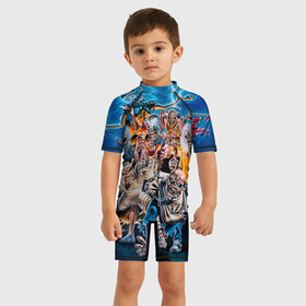 Детский купальный костюм 3D с принтом Iron maiden 1 в Ухте, Полиэстер 85%, Спандекс 15% | застежка на молнии на спине | айран мейден | айран мэйден | айрон мейден | айрон мэйден | айрон мэйдэн | байк