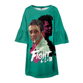 Детское платье 3D с принтом FIGHT CLUB в Ухте, 100% полиэстер | прямой силуэт, чуть расширенный к низу. Круглая горловина, на рукавах — воланы | fight club | бойцовский клуб | бредд питт | питт
