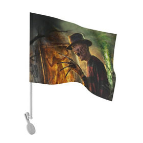 Флаг для автомобиля с принтом Фредди Крюгер в Ухте, 100% полиэстер | Размер: 30*21 см | freddy krueger | nightmare