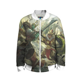Детский бомбер 3D с принтом Дуэль в Ухте, 100% полиэстер | застегивается на молнию, по бокам два кармана без застежек, мягкие манжеты, по низу бомбера и на воротнике — эластичная резинка | Тематика изображения на принте: dota | dota 2 | дота | дотан | раки