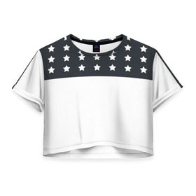 Женская футболка 3D укороченная с принтом Stars в Ухте, 100% полиэстер | круглая горловина, длина футболки до линии талии, рукава с отворотами | one | pilots | twenty | звезда | звезды