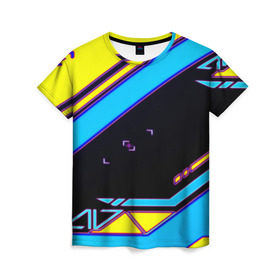 Женская футболка 3D с принтом Assimov cky в Ухте, 100% полиэфир ( синтетическое хлопкоподобное полотно) | прямой крой, круглый вырез горловины, длина до линии бедер | asiimov | counter strike | cs | game | go | sky | игры