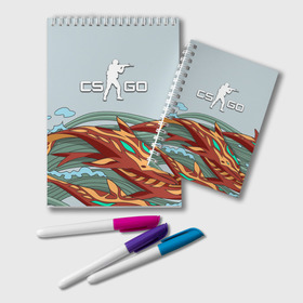 Блокнот с принтом Aquamarine Revenge cs go в Ухте, 100% бумага | 48 листов, плотность листов — 60 г/м2, плотность картонной обложки — 250 г/м2. Листы скреплены удобной пружинной спиралью. Цвет линий — светло-серый
 | aquamarine revenge | counter strike | global offensive