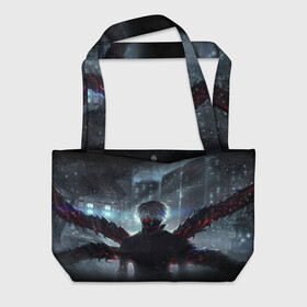 Пляжная сумка 3D с принтом Tokyo Ghoul в Ухте, 100% полиэстер | застегивается на металлическую кнопку; внутренний карман застегивается на молнию. Стенки укреплены специальным мягким материалом, чтобы защитить содержимое от несильных ударов
 | anime | ghoul | tokyo | tokyo ghoul | аниме | гуль | токийский гуль