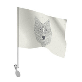 Флаг для автомобиля с принтом Волк-шаман в Ухте, 100% полиэстер | Размер: 30*21 см | wolf | волк | животные | узоры | шаман