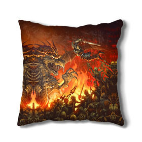 Подушка 3D с принтом Dark Souls 18 в Ухте, наволочка – 100% полиэстер, наполнитель – холлофайбер (легкий наполнитель, не вызывает аллергию). | состоит из подушки и наволочки. Наволочка на молнии, легко снимается для стирки | dark souls | praise the sun | you died | дарк соулс | темные души