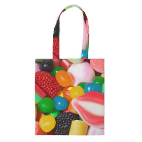 Сумка 3D повседневная с принтом Сладости в Ухте, 100% полиэстер | Плотность: 200 г/м2; Размер: 34×35 см; Высота лямок: 30 см | candy | еда | конфеты | мармелад | сладкое
