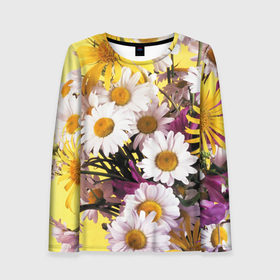 Женский лонгслив 3D с принтом Полевые цветы 4 в Ухте, 100% полиэстер | длинные рукава, круглый вырез горловины, полуприлегающий силуэт | поле | полевые цветы | цветы