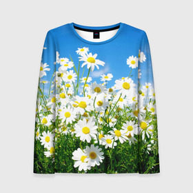 Женский лонгслив 3D с принтом Полевые цветы 7 в Ухте, 100% полиэстер | длинные рукава, круглый вырез горловины, полуприлегающий силуэт | поле | полевые цветы | цветы