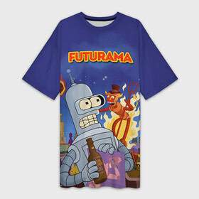 Платье-футболка 3D с принтом Futurama в Ухте,  |  | bender | fry | futurama | mult | бендер | бэндер | лила | мульт | мультсериал | мульфильмы | фрай | футутрама