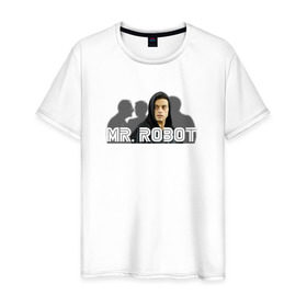 Мужская футболка хлопок с принтом Mr Robot в Ухте, 100% хлопок | прямой крой, круглый вырез горловины, длина до линии бедер, слегка спущенное плечо. | Тематика изображения на принте: мистер | мистр | робот