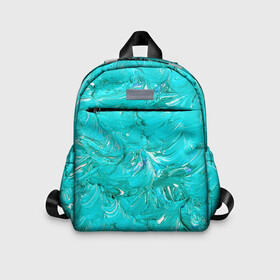 Детский рюкзак 3D с принтом Голубая краска в Ухте, 100% полиэстер | лямки с регулируемой длиной, сверху петелька, чтобы рюкзак можно было повесить на вешалку. Основное отделение закрывается на молнию, как и внешний карман. Внутри дополнительный карман. По бокам два дополнительных кармашка | Тематика изображения на принте: абстракция | абстракция красок | краска