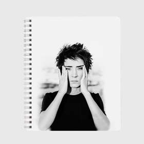 Тетрадь с принтом Zemfira в Ухте, 100% бумага | 48 листов, плотность листов — 60 г/м2, плотность картонной обложки — 250 г/м2. Листы скреплены сбоку удобной пружинной спиралью. Уголки страниц и обложки скругленные. Цвет линий — светло-серый
 | Тематика изображения на принте: zemfira | земфира | рок | русский рок