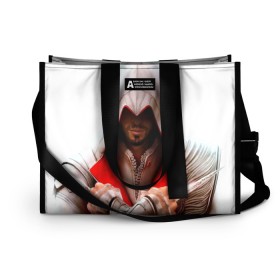 Сумка-шоппер 3D с принтом Ассасин в Ухте, 100% полиэстер | застегивается на металлическую кнопку; внутренний карман застегивается на молнию. Стенки укреплены специальным мягким материалом, чтобы защитить содержимое от несильных ударов
 | игра