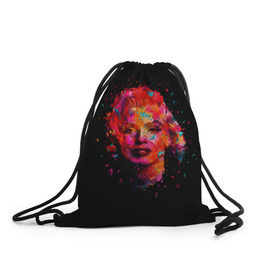 Рюкзак-мешок 3D с принтом Marilyn Monroe Art в Ухте, 100% полиэстер | плотность ткани — 200 г/м2, размер — 35 х 45 см; лямки — толстые шнурки, застежка на шнуровке, без карманов и подкладки | Тематика изображения на принте: art | marilyn monroe | живопись | искусство | мэрилин монро