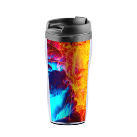 Термокружка-непроливайка Вулканический: в Ухте, внутренняя часть — пищевой пластик, наружная часть — прозрачный пластик, между ними — полиграфическая вставка с рисунком | объем — 350 мл, герметичная крышка | красный