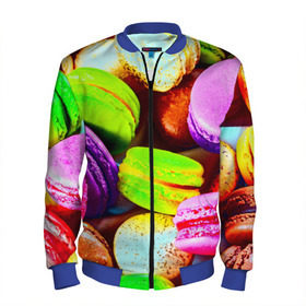 Мужской бомбер 3D с принтом Макароны в Ухте, 100% полиэстер | застегивается на молнию, по бокам два кармана без застежек, по низу бомбера и на воротнике - эластичная резинка | макаруны | печенье | разноцветный