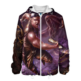 Мужская куртка 3D с принтом Риддик в Ухте, ткань верха — 100% полиэстер, подклад — флис | прямой крой, подол и капюшон оформлены резинкой с фиксаторами, два кармана без застежек по бокам, один большой потайной карман на груди. Карман на груди застегивается на липучку | арт | битва | риддик | фильм