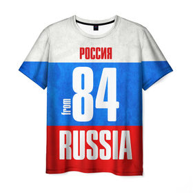 Мужская футболка 3D с принтом Russia (from 84) в Ухте, 100% полиэфир | прямой крой, круглый вырез горловины, длина до линии бедер | 124 | 24 | 84 | 88 | im from | russia | красноярск | красноярский край | регионы | родина | россия | триколор | флаг россии