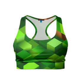 Женский спортивный топ 3D с принтом Minecraft в Ухте, 82% полиэстер, 18% спандекс Ткань безопасна для здоровья, позволяет коже дышать, не мнется и не растягивается |  | green | зеленый