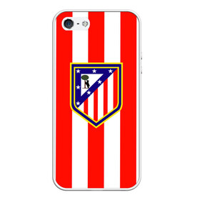 Чехол для iPhone 5/5S матовый Атлетико Мадрид: в Ухте, Силикон | Область печати: задняя сторона чехла, без боковых панелей | атлетико мадрид | полосы | эмблема