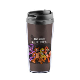 Термокружка-непроливайка с принтом Five Nights At Freddys в Ухте, внутренняя часть — пищевой пластик, наружная часть — прозрачный пластик, между ними — полиграфическая вставка с рисунком | объем — 350 мл, герметичная крышка | 5 ночей с фредди | 5 ночей с фреди | 5 ночей у фредди | 5 ночей у фреди | five nights at freddys | fnaf | фнаф | фредди | фреди