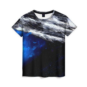Женская футболка 3D с принтом Астероид в Ухте, 100% полиэфир ( синтетическое хлопкоподобное полотно) | прямой крой, круглый вырез горловины, длина до линии бедер | вселенная | галактика | звезды | планеты | туманность