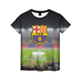 Женская футболка 3D с принтом Camp Nou в Ухте, 100% полиэфир ( синтетическое хлопкоподобное полотно) | прямой крой, круглый вырез горловины, длина до линии бедер | barcelona | барселона | камп | ноу | фк | футбол