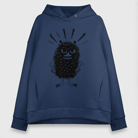 Женское худи Oversize хлопок с принтом Вонючка Стинки в Ухте, френч-терри — 70% хлопок, 30% полиэстер. Мягкий теплый начес внутри —100% хлопок | боковые карманы, эластичные манжеты и нижняя кромка, капюшон на магнитной кнопке | Тематика изображения на принте: stinky | муми тролль