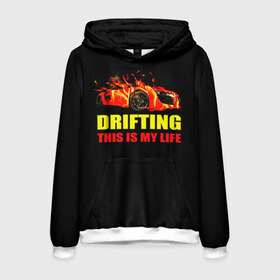 Мужская толстовка 3D с принтом Drifting в Ухте, 100% полиэстер | двухслойный капюшон со шнурком для регулировки, мягкие манжеты на рукавах и по низу толстовки, спереди карман-кенгуру с мягким внутренним слоем. | Тематика изображения на принте: drifting | авто | автомобиль. гонки | дрифтинг