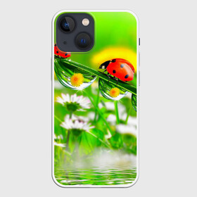 Чехол для iPhone 13 mini с принтом Макро в Ухте,  |  | божья коровка | насекомые | одуванчик | природа | цветы