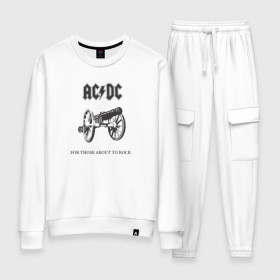 Женский костюм хлопок с принтом AC/DC в Ухте, 100% хлопок | на свитшоте круглая горловина, мягкая резинка по низу. Брюки заужены к низу, на них два вида карманов: два 