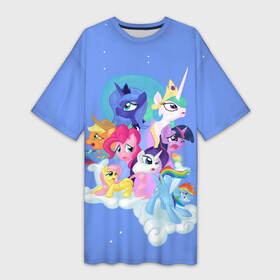 Платье-футболка 3D с принтом Night в Ухте,  |  | my little pony | луна | пинки пай | пони | рарити | рейнбоу дэш | селестия | сумеречная искорка | флаттершай | эплджек
