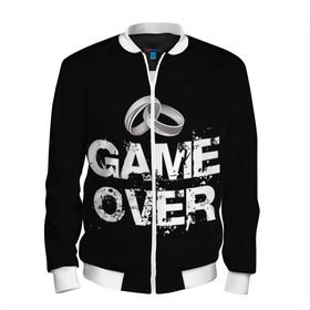 Мужской бомбер 3D с принтом Game over в Ухте, 100% полиэстер | застегивается на молнию, по бокам два кармана без застежек, по низу бомбера и на воротнике - эластичная резинка | братва жениха | жених | мальчишник | мафия жениха