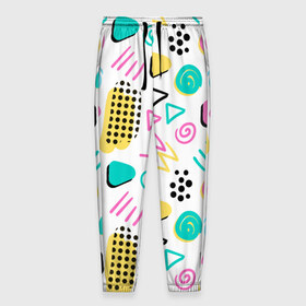 Мужские брюки 3D с принтом Поп-арт в Ухте, 100% полиэстер | манжеты по низу, эластичный пояс регулируется шнурком, по бокам два кармана без застежек, внутренняя часть кармана из мелкой сетки | Тематика изображения на принте: абстракция | фигуры