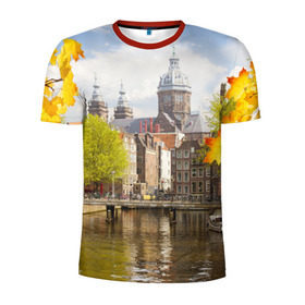 Мужская футболка 3D спортивная с принтом Amsterdam в Ухте, 100% полиэстер с улучшенными характеристиками | приталенный силуэт, круглая горловина, широкие плечи, сужается к линии бедра | нидерланды | пейзаж