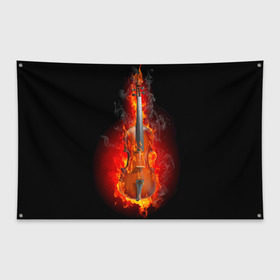 Флаг-баннер с принтом Скрипка в Ухте, 100% полиэстер | размер 67 х 109 см, плотность ткани — 95 г/м2; по краям флага есть четыре люверса для крепления | креатив | музыка | огонь | пламя | скрипка | черная