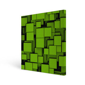 Холст квадратный с принтом Зеленые кубики в Ухте, 100% ПВХ |  | кубы | текстура