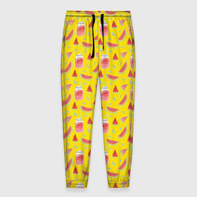 Мужские брюки 3D с принтом Арбузы в Ухте, 100% полиэстер | манжеты по низу, эластичный пояс регулируется шнурком, по бокам два кармана без застежек, внутренняя часть кармана из мелкой сетки | арбуз | арбузы | лето