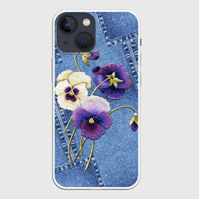Чехол для iPhone 13 mini с принтом Джинсовый 6 в Ухте,  |  | джинсовый | джинсы | цветы