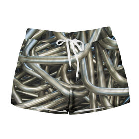 Женские шорты 3D Проволока: в Ухте, 100% полиэстер | прямой крой, два кармана без застежек по бокам. Мягкая трикотажная резинка на поясе, внутри которой широкие завязки. Длина до середины бедра |
