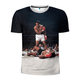 Мужская футболка 3D спортивная с принтом Muhammad Ali в Ухте, 100% полиэстер с улучшенными характеристиками | приталенный силуэт, круглая горловина, широкие плечи, сужается к линии бедра | impossible is nothing | muhammad ali | бокс | боксёр | мохаммед али | спорт