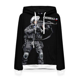 Женская толстовка 3D с принтом Спецназ 13 в Ухте, 100% полиэстер  | двухслойный капюшон со шнурком для регулировки, мягкие манжеты на рукавах и по низу толстовки, спереди карман-кенгуру с мягким внутренним слоем. | россия | спецназ