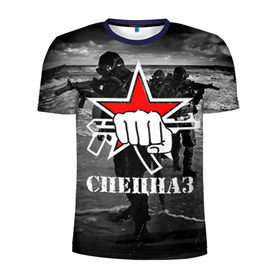 Мужская футболка 3D спортивная с принтом Спецназ 17 в Ухте, 100% полиэстер с улучшенными характеристиками | приталенный силуэт, круглая горловина, широкие плечи, сужается к линии бедра | Тематика изображения на принте: россия | спецназ