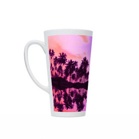 Кружка Латте с принтом Hawaii dream в Ухте, Белая керамика | Объем 480 мл; Высота 150 мм; Диаметр 90 мм | Тематика изображения на принте: гавайи | закат | пляж
